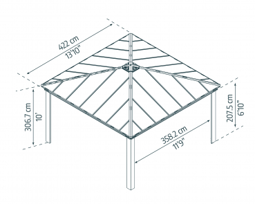 Palram-Canopia Aluminium Pavillon Dallas 4.3x4.3 14x14 (422x422cm) 6mm HKP